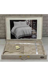 Покрывало EFOR в сундучке BENGI 240*260 с наволочками 2 шт.(50*70) капучино (CAPI)