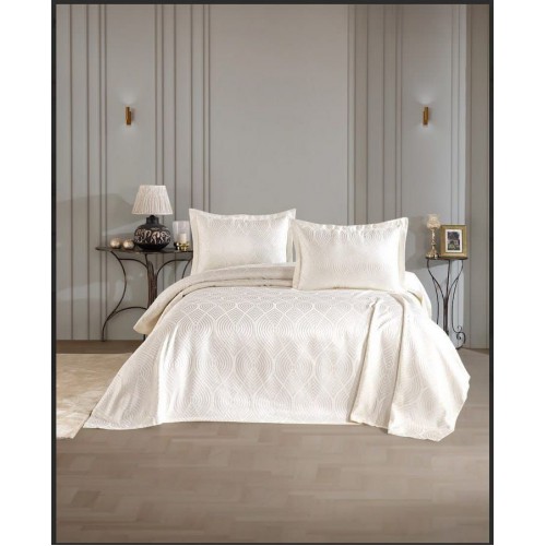 Покрывало EFOR Pique Bedspread SERENA (240*260) с наволочками кремовый KREM