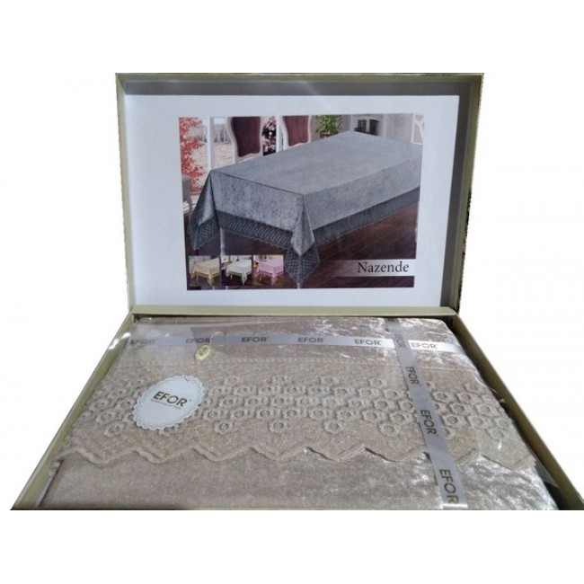 Скатерть EFOR NAZENDE 160*220 прямоугольная капучино Скатерть EFOR NAZENDE 160*220 прямоугольная капучино