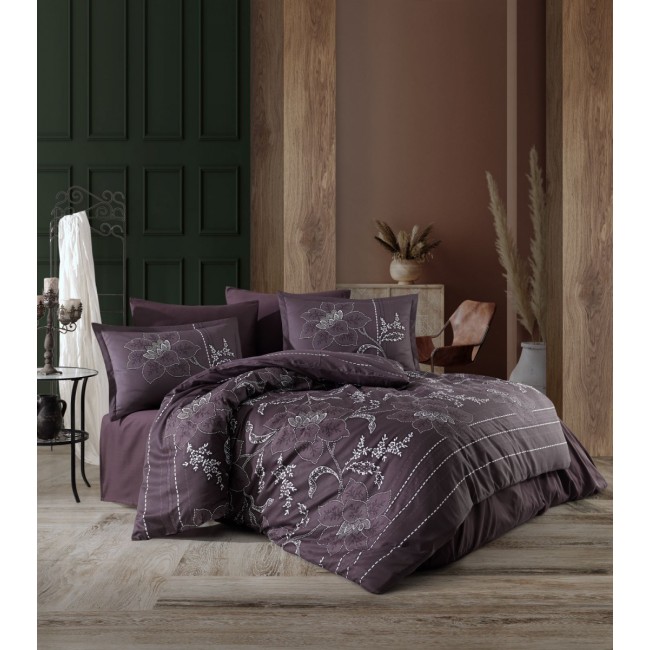 КПБ EFOR SATEN DOUBLE (MOYO V1 KAHVE) 160*220 семейный