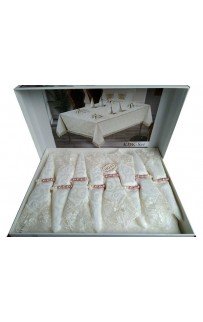 Скатерть EFOR KDK SET 160*220 8 салфеток- крем KREM