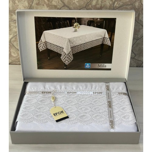 Скатерть EFOR MILA 160*220 прямоугольная белый BEYAZ
