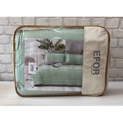 КПБ EFOR SATIN GRI/YESIL с одеялом фисташковый-светло-серый евро