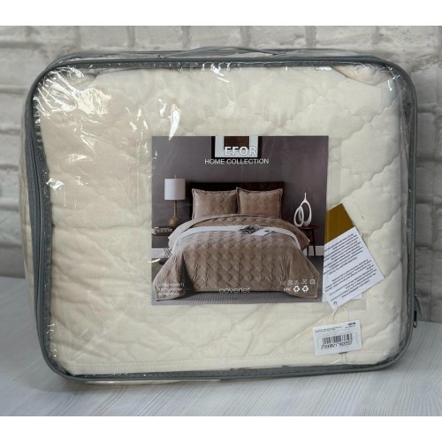 Покрывало ПВХ велюр (220*240) без наволочек кремовый KREM мод 2