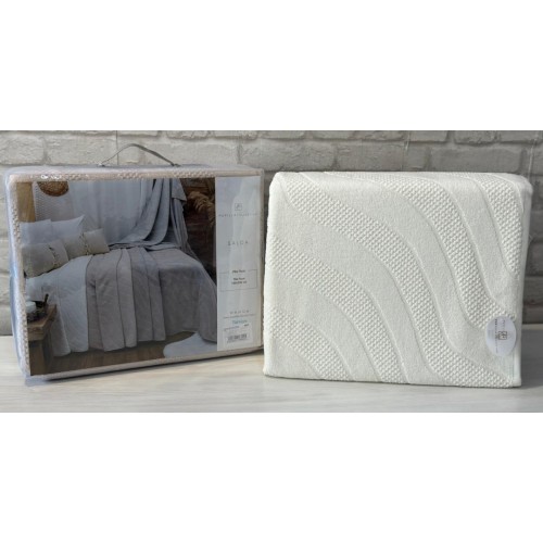 Покрывало PUPILLA SALDA 180*240 махра/жаккард (хлопок) кремовый EKRU