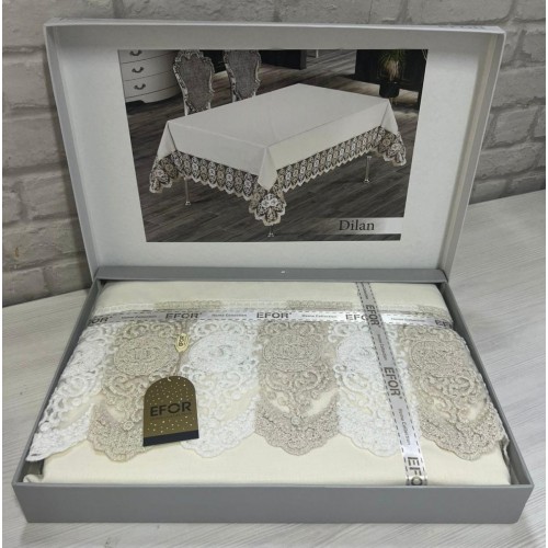 Скатерть EFOR DILAN GARDENYA 160*220 прямоугольная кремовый KREM