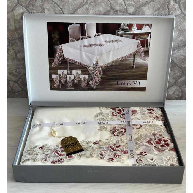 Скатерть EFOR IRMAK GARDENYA 160*220 прямоугольная бордовый (BORDO)