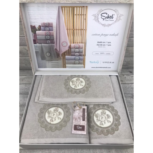 Набор полотенец SIKEL из 3-х предметов (30*50, 50*90 и 70*140) KANEFCE A.YESIL светло зеленый Набор полотенец SIKEL из 3-х предметов (30*50, 50*90 и 70*140) KANEFCE A.YESIL светло зеленый