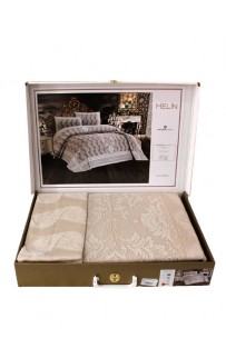 Покрывало EFOR гобеленовое двухстороннее HELIN с наволочками светло-бежевый