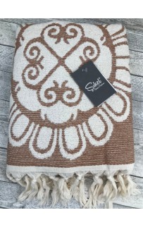 Пляжное полотенце пештемаль 100% хлопок Mandala коричневый (100*150)