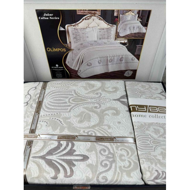 Покрывало MYBED OLIMPOS JAKAR COTTON 240*260 с наволочками (60*80) KAHVE/ кофейный
