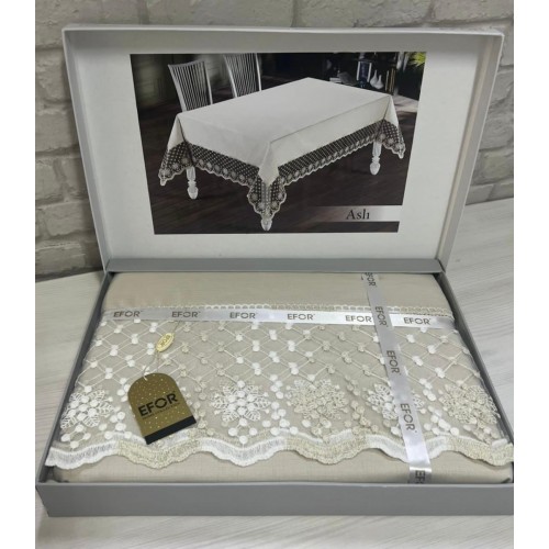 Скатерть EFOR ASLI GARDENYA 160*220 прямоугольная капучино S. KAHVE