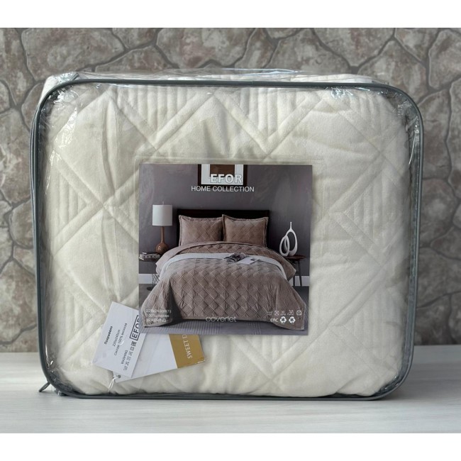 Покрывало ПВХ велюр (220*240) без наволочек кремовый KREM