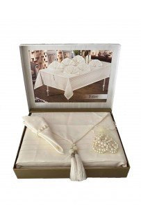 Скатерть EFOR ESTER 160*220 8 салф ранер белый BEYAZ