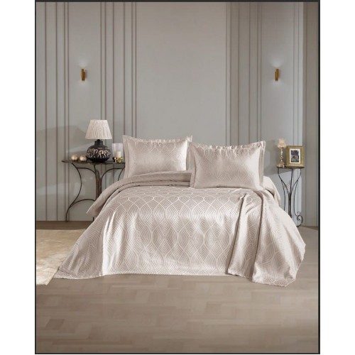 Покрывало EFOR Pique Bedspread SERENA (240*260) с наволочками бежевый BEJ