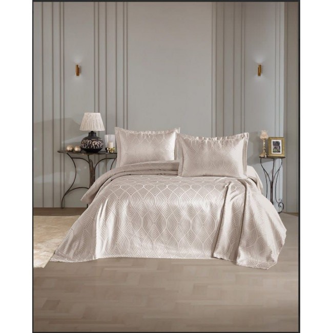 Покрывало EFOR Pique Bedspread SERENA (240*260) с наволочками бежевый BEJ