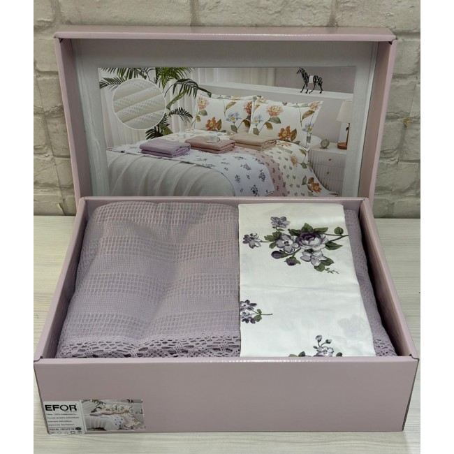 КПБ EFOR COTTONI с вафельным покрывалом 220*240, сирень (АС-02) КПБ EFOR COTTONI с вафельным покрывалом 220*240, сирень (АС-02)