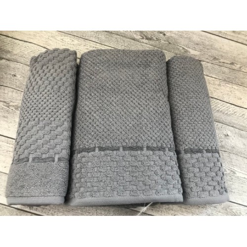 Набор полотенец PUPILLA MONET хлопок 3 шт (50*80,50*90,70*140) темно-серый