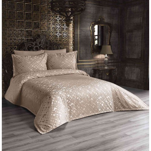 Покрывало EFOR Pique Bedspread SEZEN (240*260) с наволочками бежевый BEJ