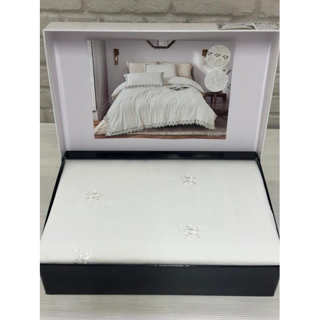 КПБ EFOR COTTONI с гипюром "цветная роза" (АА-01), евро