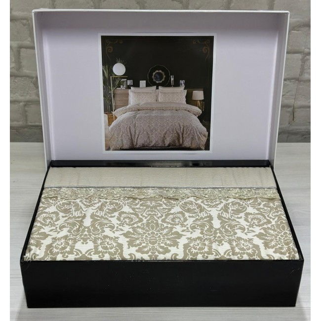 КПБ EFOR COTTONI с гипюром "орнамент" евро (капучино)