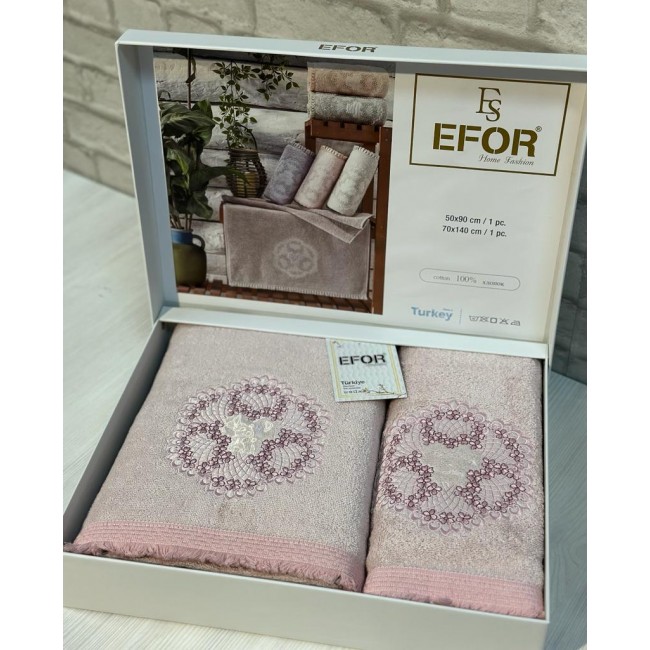 Набор полотенец EFOR из 2-х предметов (50*90 и 70*140) KANAVICE сухая роза GULKURUSU