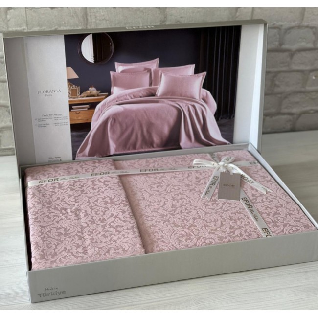 Покрывало EFOR (Gardines) с наволочками FLORANSA (240*260) пудровый PUDRA