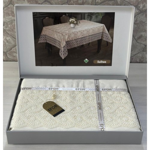 Скатерть EFOR SULTAN 160*220 прямоугольная кремовый KREM