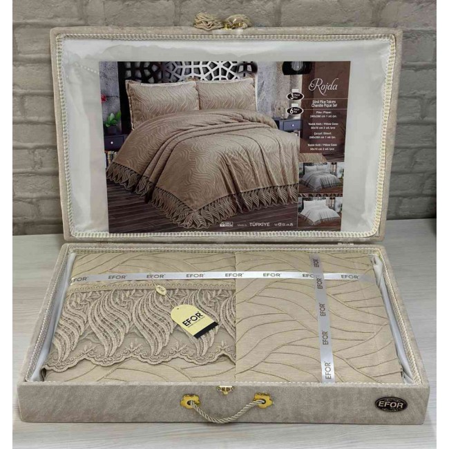 Покрывало EFOR в сундучке ROJDA 240*260 с наволочками 2 шт.(50*70) капучино (CAPI)