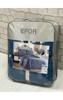 КПБ EFOR SATIN MAVI семейный с одеялом синий