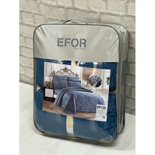 КПБ EFOR SATIN MAVI с одеялом синий евро