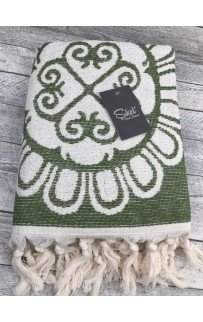 Пляжное полотенце пештемаль 100% хлопок Mandala зеленый (100*150)