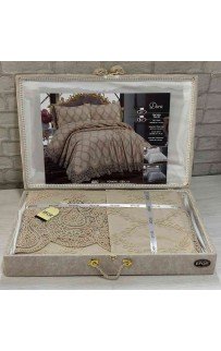 Покрывало EFOR в сундучке DORA 240*260 с наволочками 2 шт.(50*70) капучино (CAPI)