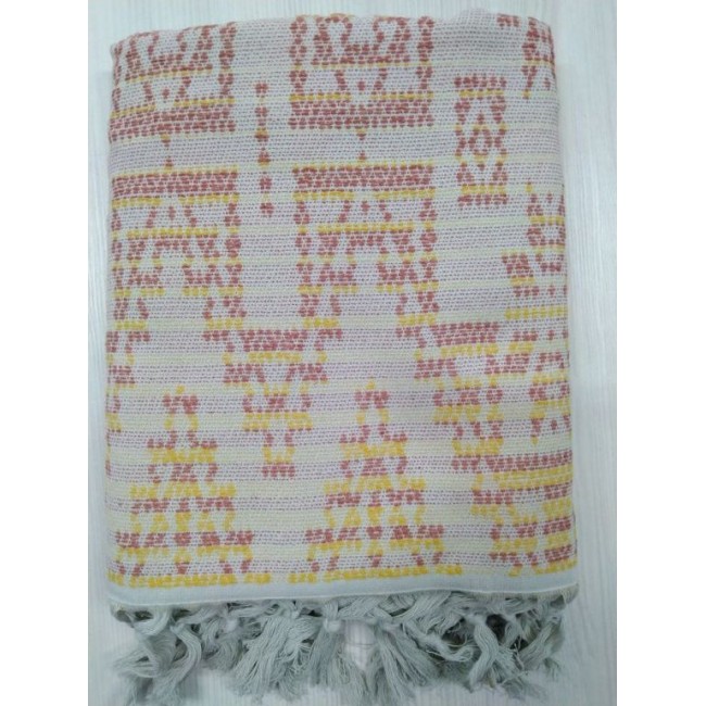 Пляжное полотенце пештемаль 100% хлопок Kilim красно-желтый (100*150)