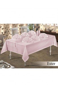 Скатерть EFOR ESTER 160*220 8 салф ранер пудровый PUDRA