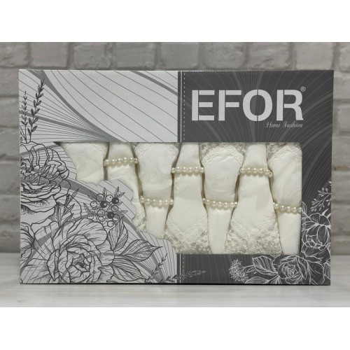 Скатерть EFOR KDK SET 160*350 +12 салфеток-кремовый KREM