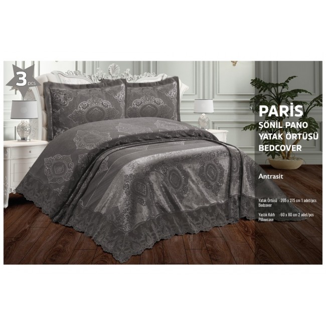 Покрывало EFOR с наволочками PARIS (265*275) темно-серый ANTRASIT