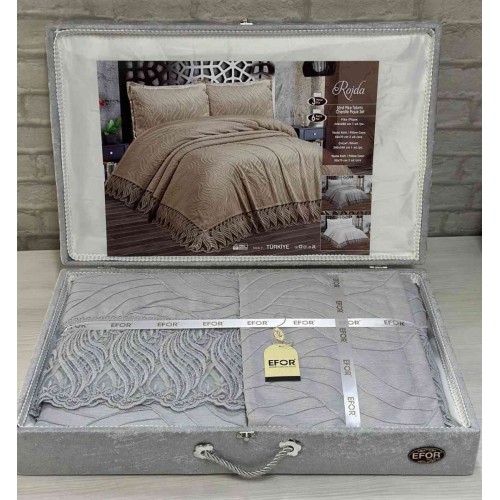 Покрывало EFOR в сундучке ROJDA 240*260 с наволочками 2 шт.(50*70) серый (GRI)