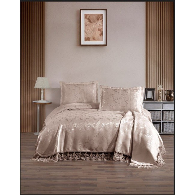 Покрывало EFOR Pique Bedspread AKAY (240*260) с наволочками темно-кремовый TAS Покрывало EFOR Pique Bedspread AKAY (240*260) с наволочками темно-кремовый TAS
