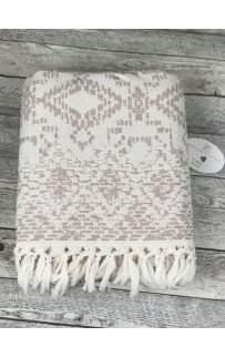 Пляжное полотенце пештемаль 100% хлопок Greneta сухая роза-крем (90*170)