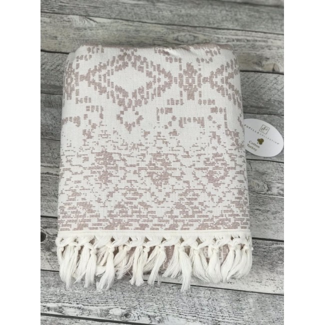 Пляжное полотенце пештемаль 100% хлопок Greneta сухая роза-крем (90*170)