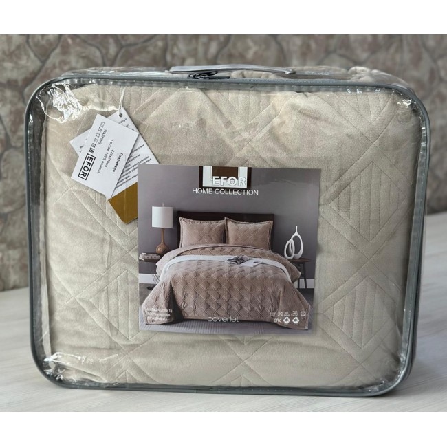 Покрывало ПВХ велюр (220*240) без наволочек светло-бежевый A.BEJ