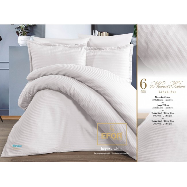 КПБ Efor Satin Gizgili (LAMIYA PS05) евро белый