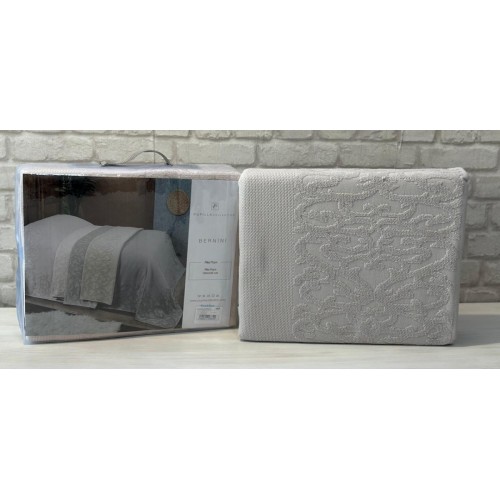 Покрывало PUPILLA BERNINI 180*240 махра/жаккард (хлопок) светло-серый A.GRI