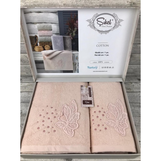 Набор полотенец SIKEL из 2-х предметов (50*90 и 70*140) CINAR SOFT SOMON персик