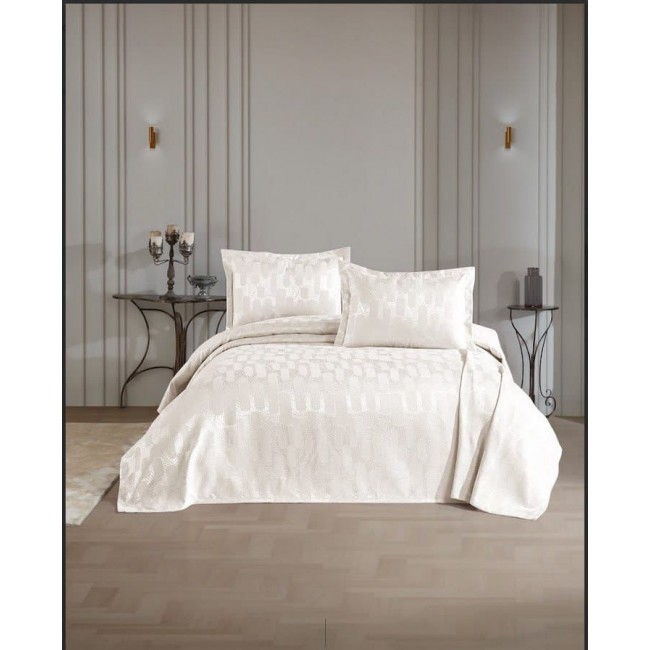 Покрывало EFOR Pique Bedspread MELISA (240*260) с наволочками кремовый KREM