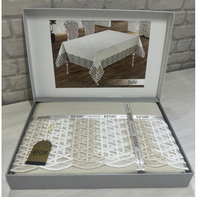 Скатерть EFOR SULE GARDENYA 160*300 прямоугольная капучино S.KAHVE
