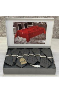 Скатерть EFOR ESTER 160*220 8 салф ранер темно-зеленый K.YESIL