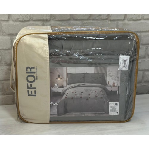 КПБ EFOR SATIN Эмилия (№3 РОЗА) с одеялом с вышивкой GRY серый евро