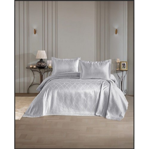 Покрывало EFOR Pique Bedspread SERENA (240*260) с наволочками серый GRI